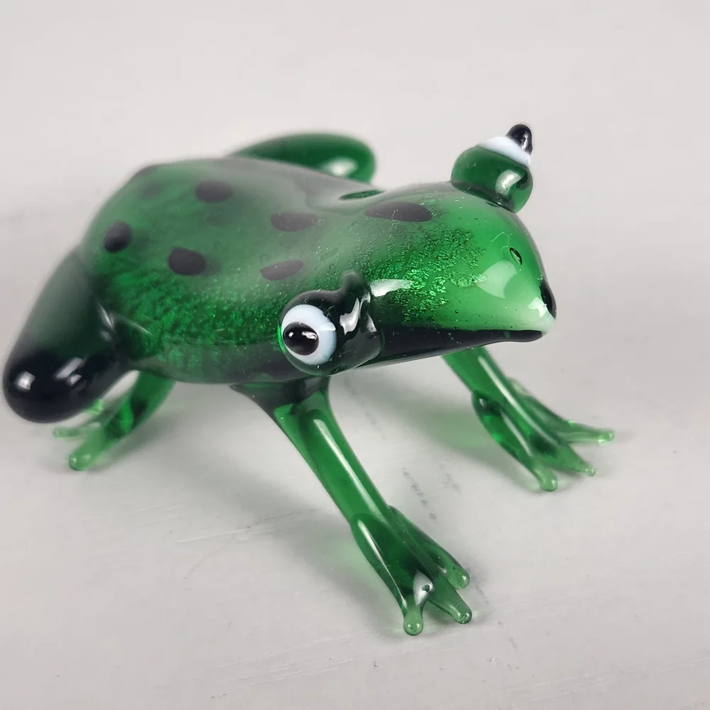Lampwork Handblown Art Glass Frog Amphibian Figurine Pier One Multi Color Frog